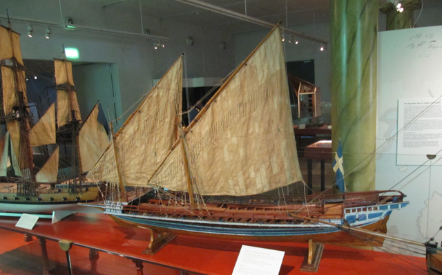 Modell einer schwedischen Galeere im Marinemuseum in Karlskrona