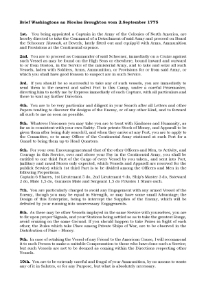 Brief von George Washington an Nicolas Broughton (englisch)
