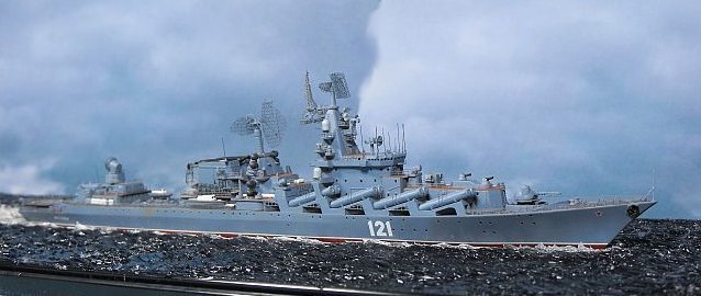 MOSKVA, russischer Raketenkreuzer der Slava-Klasse (Trumpeter 1/700) von Jörg Kuhnert