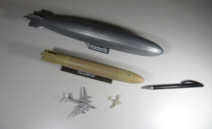 Zeppeline L 13 und LZ 127 Graf Zeppelin (1/720), Bomber Tupolew Tu-95 MS und Passagierflugzeug Savoia-Marchetti SM.73 (1/700)