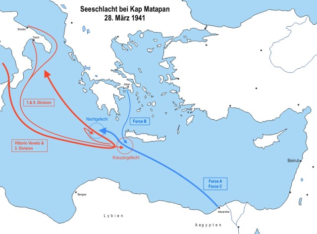 Karte Seeschlacht bei Kap Matapan