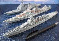 Leichter Kreuzer Georges Leygues, Raketenkreuzer Moskwa und Lenkwaffenzerstörer Atago (1/700)